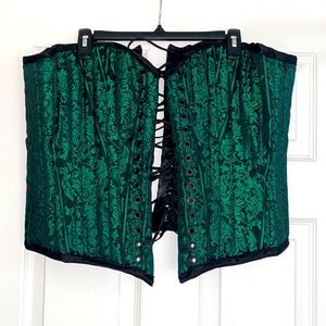Green and Black Floral Heart Shaped Corset